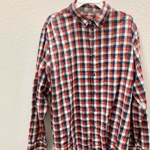 Wrangler Men’s Large Cotton Flannel Shirt Red Blue Plaid
